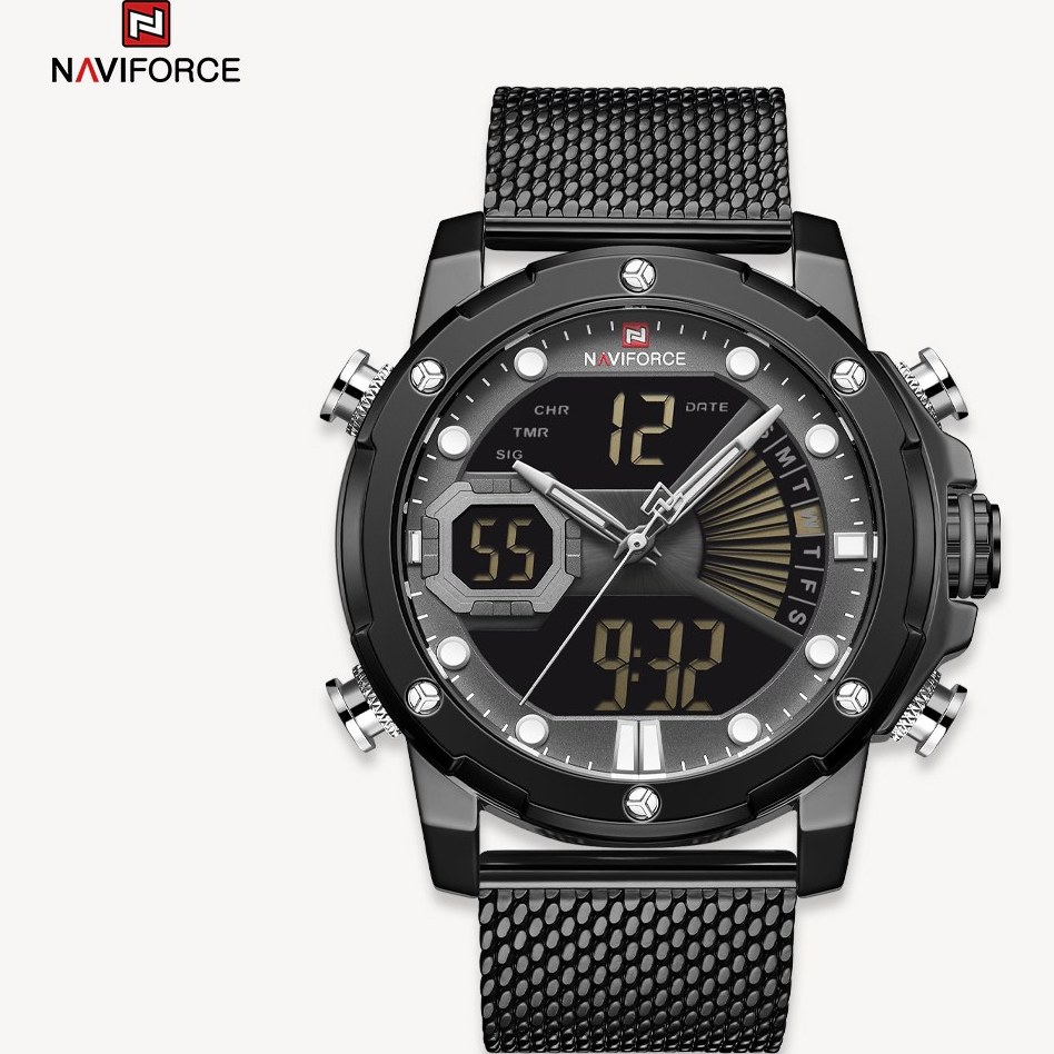 ساعت مچی مردانه نیوی فورس استیل مدل naviforce 9172 - استیل مشکی