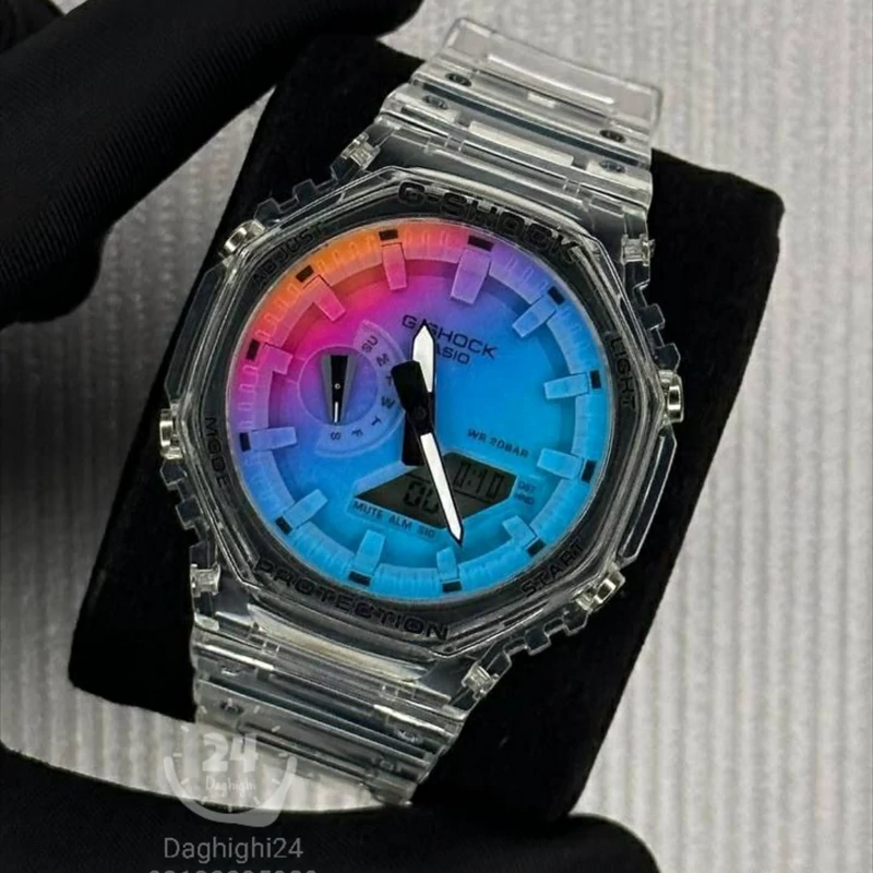 ساعت مچی کاسیو جی شاک مدل Ga2100SRS-7ADR (جیشاک GShock) تنظیم اتوماتیک با پایتخت کشورها ، اتولایت اتوماتیک