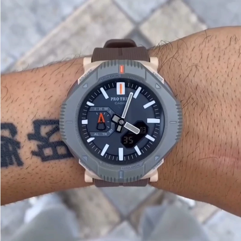 ساعت مچی مردانه کاسیو پروترک CASIO PRO TREK های کوالیتی رنگ قهوه ای