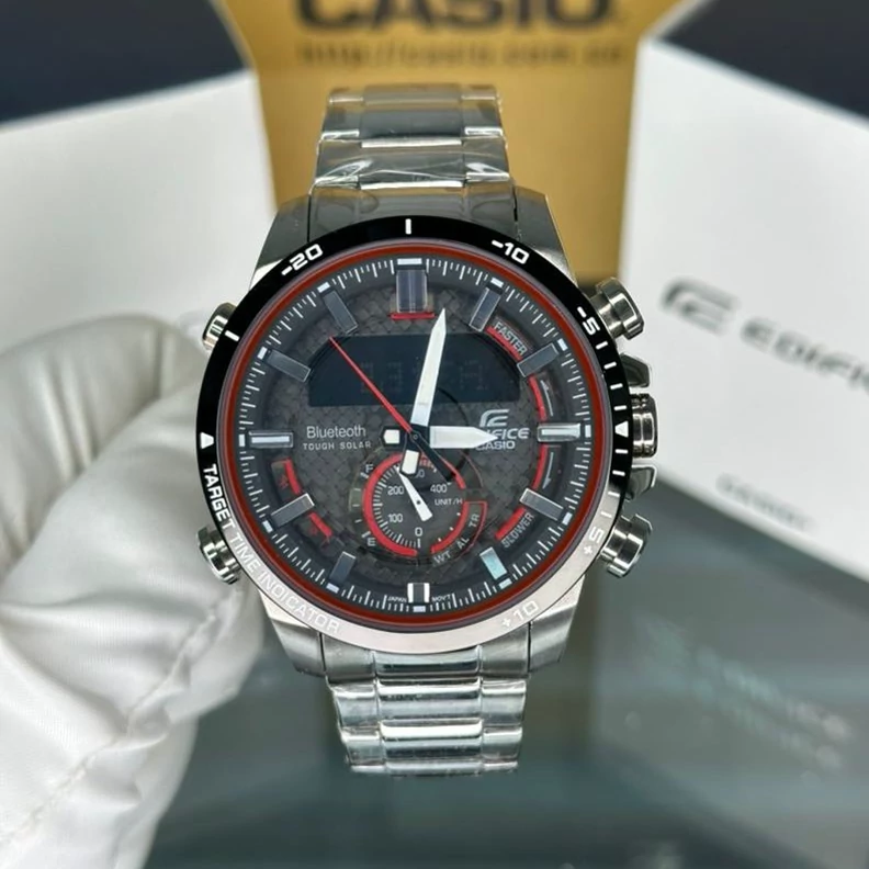 ساعت مچی مردانه کاسیو  ادیفایس casio edifice ECB-800DB-1ADR بند و قاب استیل رنگ ثابت ،مسترکوالیتی.