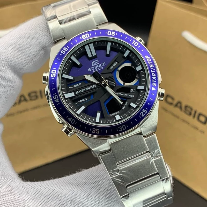ساعت مچی کاسیو ادیفایس Casio Edifice EFV-C110D-2AV بند رابر. رنگ ثابت،مسترکوالیتی