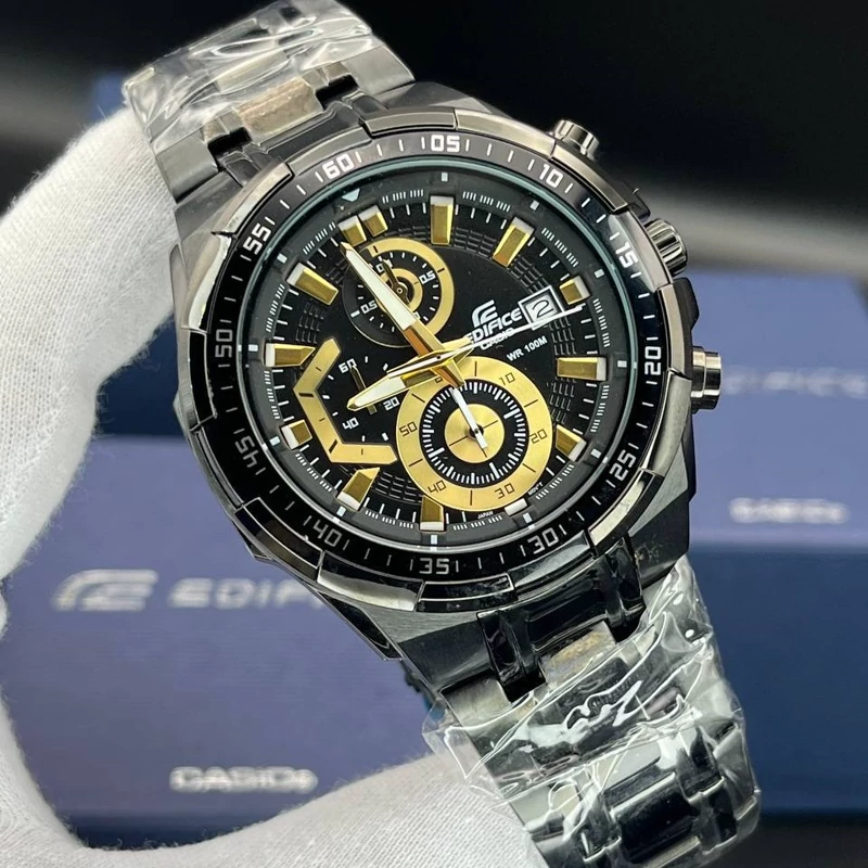 ساعت مچی مردانه کاسیو ادیفایس casio edifice EFR-539BK-1AV بند و قاب استیل رنگ ثابت مشکی،مسترکوالیتی.