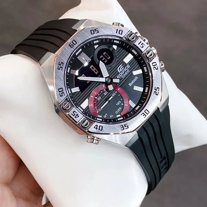 ساعت  مچی کاسیو  ادیفایس .casio edifice ECB-10P-1ADF بند استیل رنگ ثابت،مسترکوالیتی .بند رابر