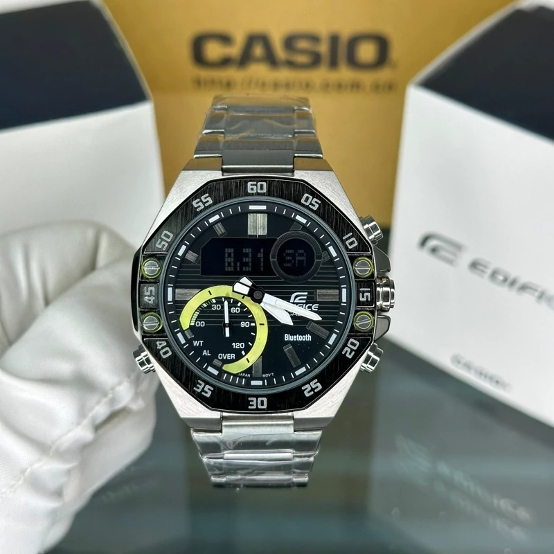 ساعت  مچی کاسیو  ادیفایس casio edifice ECB-10DB-1ADF  بند استیل رنگ ثابت،مسترکوالیتی.صفحه مشکی