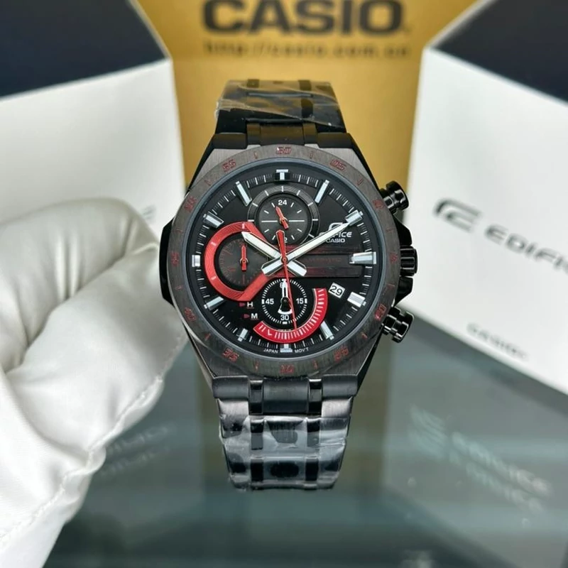 ساعت  مچی کاسیو  ادیفایس casio edifice EQS-920PB-1AV بند و قاب استیل رنگ ثابت،مسترکوالیتی.صفحه مشکی