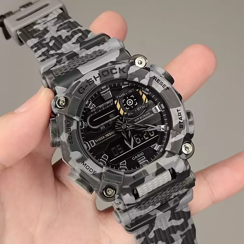 ساعت  مچی جی شاکCASIO G-ShockGA-900 چریکی طوسی  مستر کوالیتی(های کپی)تنظیم اتوماتیک با پایتخت کشورها ، اتولایت اتوماتیک
