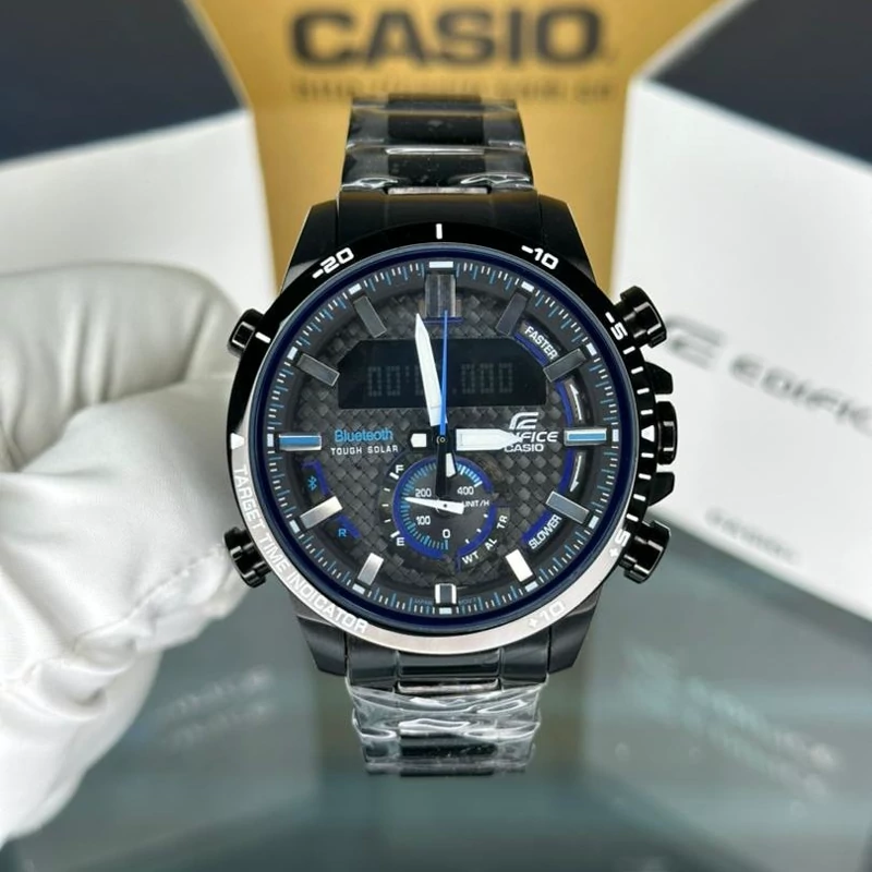 ساعت مچی مردانه کاسیو  ادیفایس casio edifice ECB-800DC-1AJF بند و قاب استیل رنگ ثابت،مسترکوالیتی.