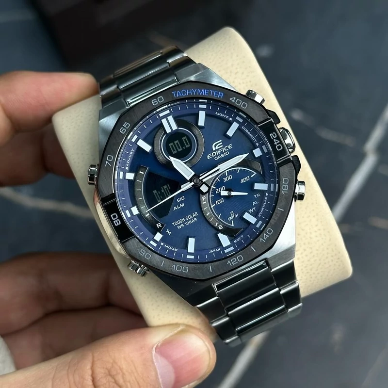 ساعت مچی مردانه کاسیو  ادیفایس casio edifice ECB-950DB-2A بند و قاب استیل رنگ ثابت،مسترکوالیتی.