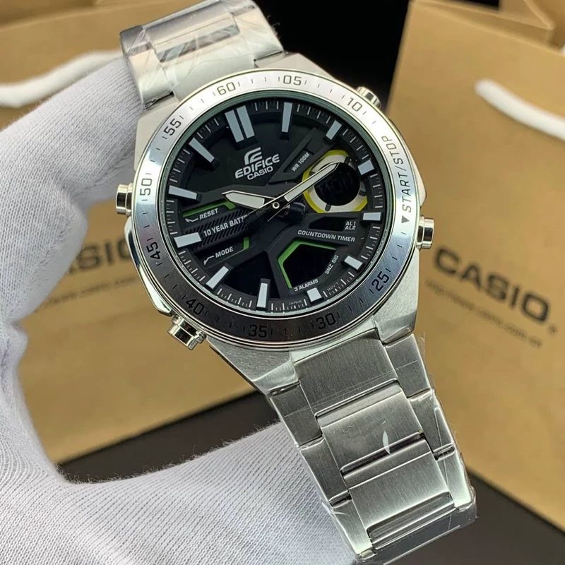 ساعت مچی کاسیو ادیفایس Casio Edifice EFV-C110D-1A3V بند رابر. رنگ ثابت،مسترکوالیتی