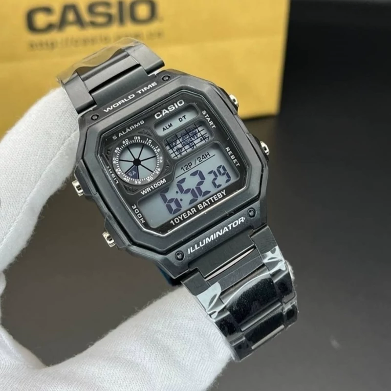 ساعت مردانه Casio مدل جهان نما رنگ مشکی