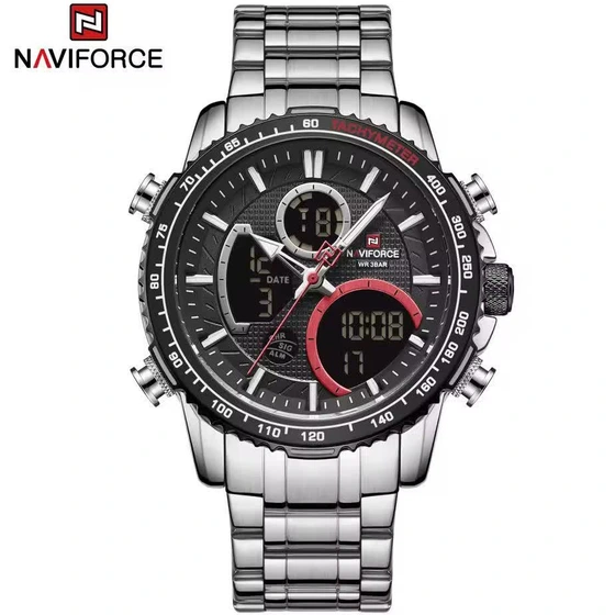 ساعت مچی مردانه نيوی فورس NAVIFORCE مدل Nf9182 موتور ژاپنی صفحه مشکی